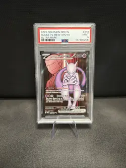 2025 POKEMON DRI EN-DESTINED RIVALS ULTRA RARE TEAM ROCKET'S MEWTWO EX PSA 9 - Image 1