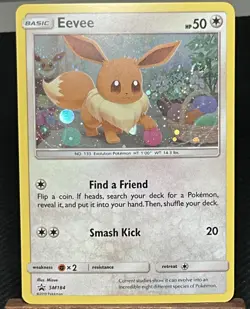 NM Mint Eevee SM184 Pokemon Sun & Moon Promo Holo Rare Card - SWIRL - Image 1