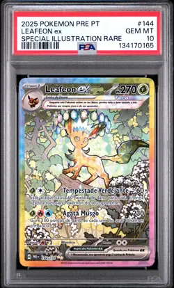 2025 POKEMON PORTUGUESE PRE PT-PRISMATIC EVOLUTIONS #144 LEAFEON EX PSA 10 - Image 1