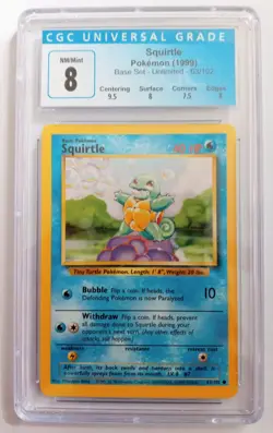 CGC 8 Squirtle 63/102 Pokemon Base Set Unlimited - Image 1