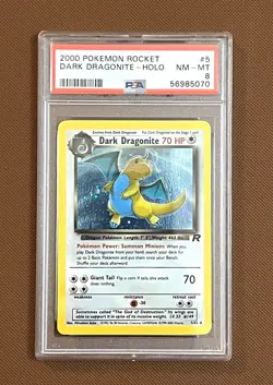 Pokemon 2000 Team Rocket Dark Dragonite Holo Rare 5/82 PSA 8 NM-MT Near Mint - Image 1