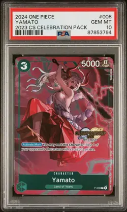 PSA 10 Yamato 2023 P-008 CS Celebration Pack One Piece Championship Promo Card - Image 1