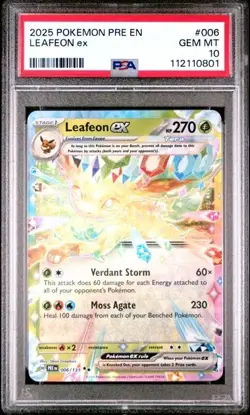 2025 POKEMON PRE EN-PRISMATIC EVOLUTIONS #006 LEAFEON EX PSA 10 - Image 1