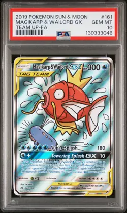2019 POKEMON SUN & MOON TEAM UP #161 FULL ART/MAGIKARP & WAILORD GX PSA 10 - Image 1