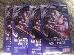 (4) One Piece OP14 THE AZURE SEA’S SEVEN Sleeved Booster Pack LOT Of 4 - Image 1