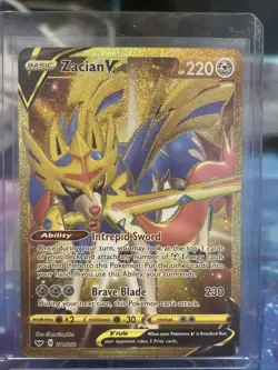 Pokemon Zacian v Holo Gold Card 211/202 Sword & Shield Secret Edition - Image 1