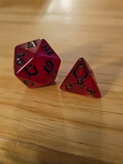 MTG Hour of Devastation Red D20 and D4 Dice Set - Image 1
