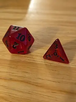 MTG Hour of Devastation Red D20 and D4 Dice Set - Image 2
