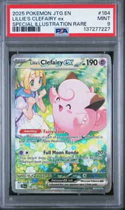 2025 POKEMON JTG EN-JOURNEY TOGETHER #184 LILLIE'S CLEFAIRY EX PSA 9 - Image 1