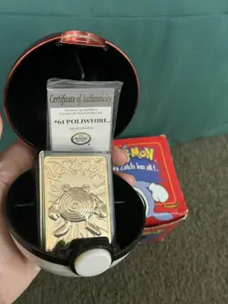 1999 Pokemon Burger King Limited Edition 23K Gold Plated Poliwhirl Card - Image 5