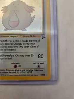 Pokemon TCG Chansey 3/130 Holo Original WOTC Base Set 2 1999-2000 LP - Image 5