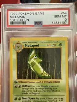PSA 10 Pokemon METAPOD 54/102 - 1ST EDITION SHADOWLESS BASE SET - Image 5
