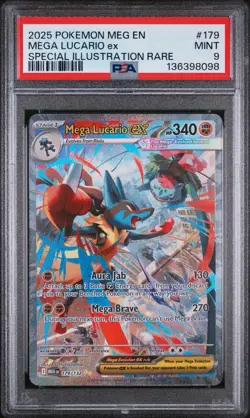 Pokemon Mega Lucario ex Me01 Special Illustration Rare Holo #179 PSA 9 - Image 1