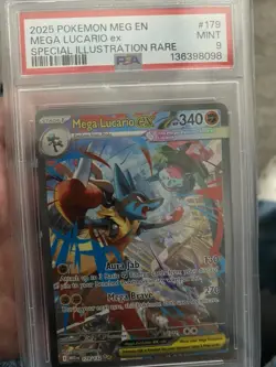 Pokemon Mega Lucario ex Me01 Special Illustration Rare Holo #179 PSA 9 - Image 2