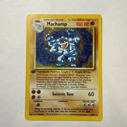 1999 Pokemon 1st Edition Base Set Machamp Holo Rare 8/102 - Image 1