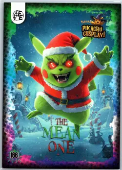 The Mean One Mr Grinch Holo Pikachu Cosplay Set 2025 Pokemon Chase Card 166 - Image 1