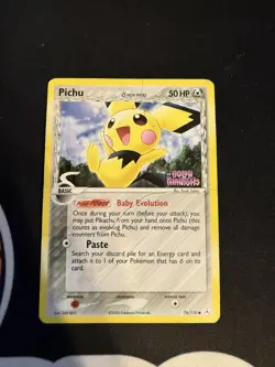 Pokemon Pichu 76/110 ex Holon Phantoms Holo Stamped Card 2006 delta species DMG - Image 1