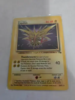 1999 Pokemon TCG Fossil Zapdos Card 30/62 Rare LP-NM - Image 1
