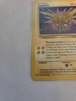 1999 Pokemon TCG Fossil Zapdos Card 30/62 Rare LP-NM - Image 4