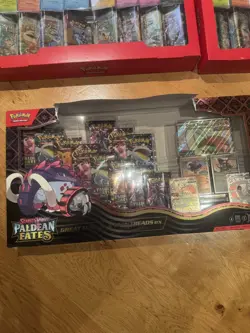 Pokemon TCG Paldean Fates Great Tusk ex & Iron Treads ex DAMAGED BOX - Image 1