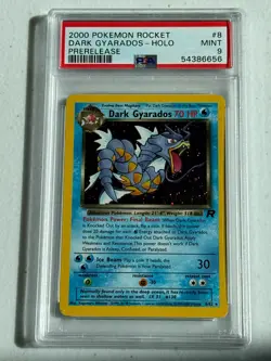 MINT VINTAGE PRERELEASE Dark Gyarados HOLO! PSA 9 2000 Pokemon Team Rocket #8/82 - Image 1