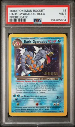 PSA 9 Mint 2000 Pokemon Rocket #8 Promo Dark Gyarados Holo Prerelease - Image 1
