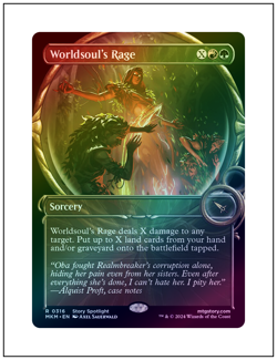 1x Worldsoul's Rage, Showcase Borderless Art - Foil, Magic MTG NM - Image 1