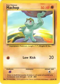 Machop Base Set 52/102 Common Pokemon Card NM - Image 1