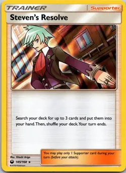Steven's Resolve 145/168 SM - Celestial Storm Holo LP / NM Pokemon TCG - Image 1