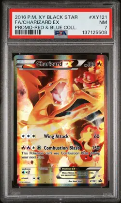 2016 POKEMON XY BLACK STAR PROMO RED & BLUE COLL FULL ART/CHARIZARD EX PSA 7 - Image 1