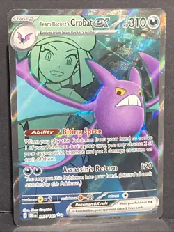 Team Rocket's Crobat Ex Pokemon SV Destined Rivals 217/182 Holo Full Art Rare - Image 1