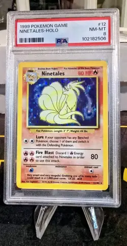 Pokemon Ninetales Base Set Unlimited Holo Rare #12/102 PSA 8 🦊 1999 - Image 1
