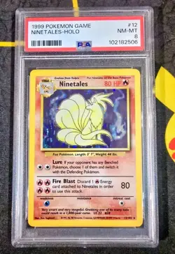 Pokemon Ninetales Base Set Unlimited Holo Rare #12/102 PSA 8 🦊 1999 - Image 3