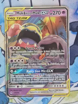 Pokemon TCG Muk & Alolan Muk GX 61/214 Sm-Unbroken Bonds Full Art Holo NM - Image 1