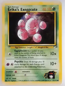 Erika's Exeggcute 77/132 Pokemon Card Gym Heroes Set Unlimited 2000 WOTC LP-NM - Image 1