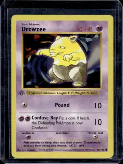 Pokemon Card Drowzee Shadowless 1st Edition Base Set Common 49/102 - Image 1