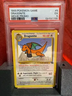 1999 Pokemon Game Movie Promo #5 Dragonite PSA 5 Black Star Movie Card - Image 1