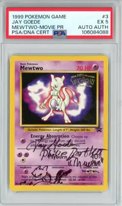 PSA Signed Jay Goede Pokemon TCG Mewtwo (Movie Promo) 03 Wotc Promo Regular 1999 - Image 1