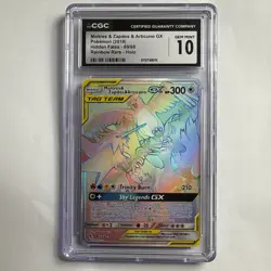 Pokemon Moltres Zapdos Articuno GX Hiden Fates 69/68 RAINBOW RARE Holo CGC 10 - Image 3