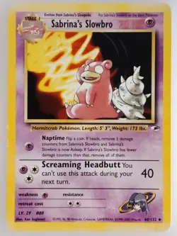 Pokemon TCG Sabrina's Slowbro 60/132 Regular Gym Heroes Unlimited (LP-NM) - Image 1