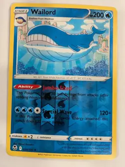 Wailord 038/195 - Silver Tempest Pokemon Reverse Holo Foil Nice! - Image 1