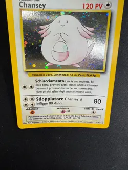 Pokemon Chansey 3/102 Set Base Rara Holo Unlimited Wizards ITA Carte Vintage - Image 3