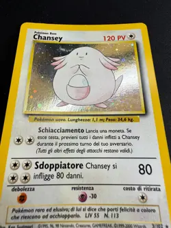 Pokemon Chansey 3/102 Set Base Rara Holo Unlimited Wizards ITA Carte Vintage - Image 4