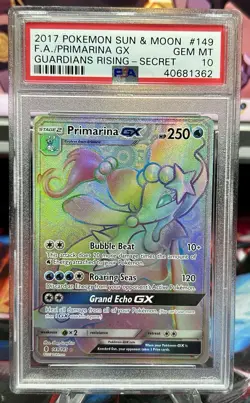 Pokemon Primarina GX Guardians Rising Secret Rare Full Art #149 PSA 10 Gem Mint - Image 1