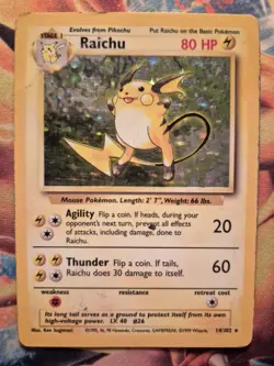 Raichu Holo Rare Pokemon Card, Base Set, 14/102 - Image 1