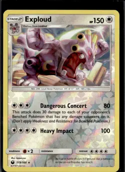 Pokemon Exploud 119/168 Celestial Storm Reverse Holo Rare 2 Card Lot - Image 1