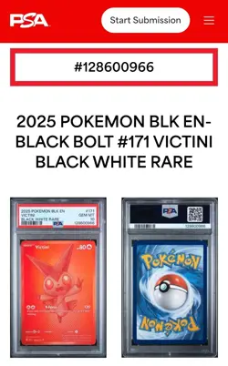 2025 POKEMON BLK EN-BLACK BOLT BLACK WHITE RARE #171 VICTINI PSA 10 GEM MINT SP - Image 1