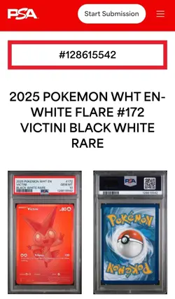 2025 POKEMON WHT EN-WHITE FLARE BLACK WHITE RARE #172 VICTINI PSA 10 GEM MINT SP - Image 1
