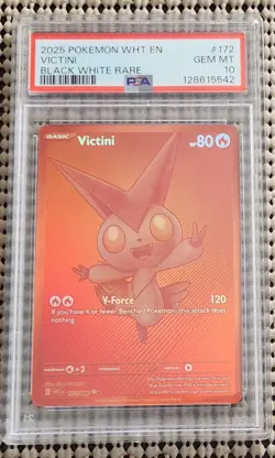 2025 POKEMON WHT EN-WHITE FLARE BLACK WHITE RARE #172 VICTINI PSA 10 GEM MINT SP - Image 2