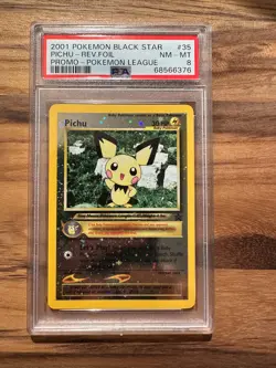 Pokemon Black Star Pichu REV FOIL Pokemon League Promo PSA 8 # 68566376 - Image 2